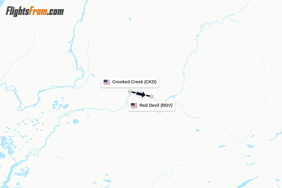 Flights from Crooked Creek to Red Devil route map