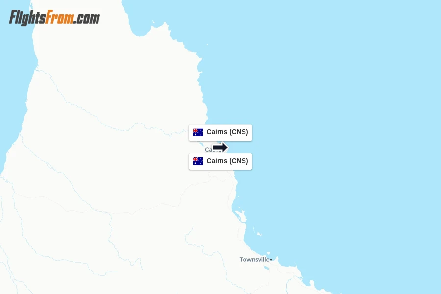 Flights from Cairns to Cairns route map