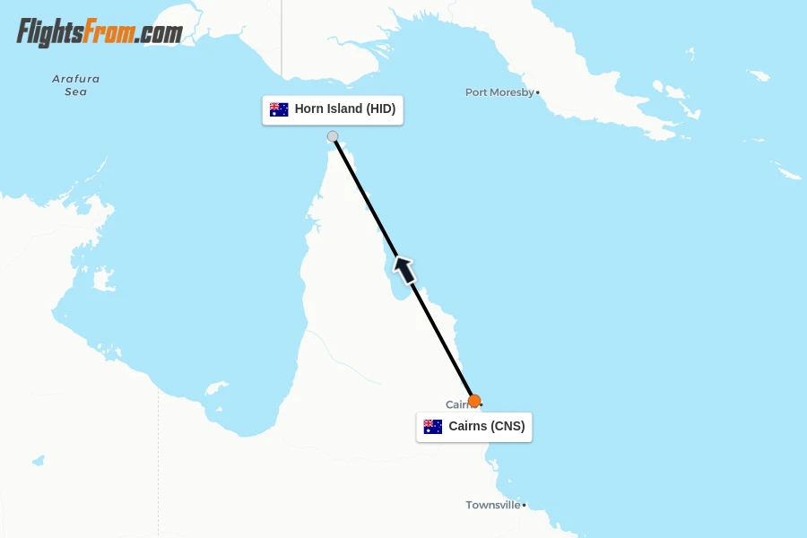 Flights from Cairns to Horn Island route map