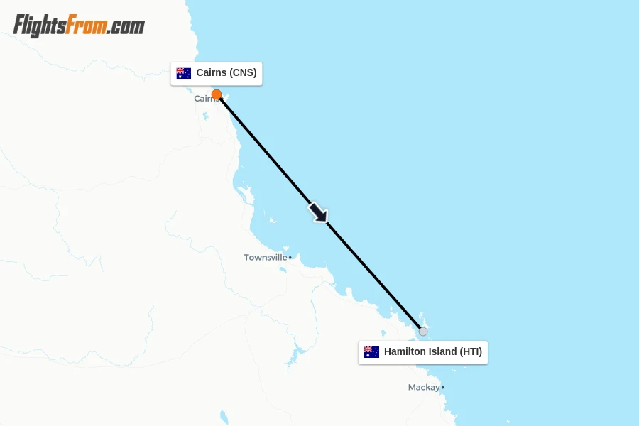 Flights from Cairns to Hamilton Island route map
