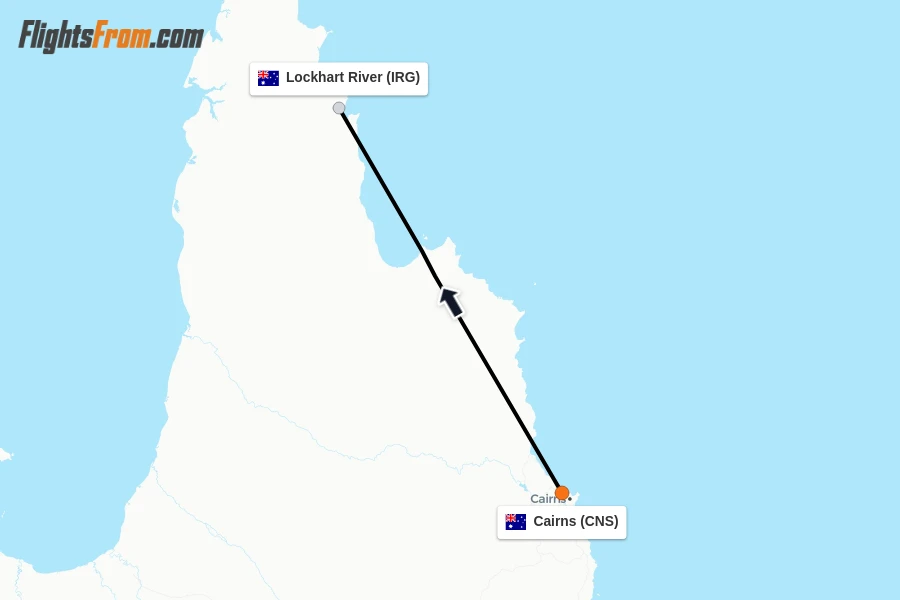 Flights from Cairns to Lockhart River route map