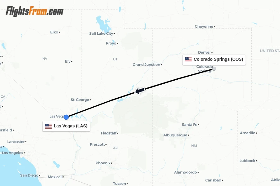Flights from Colorado Springs to Las Vegas route map