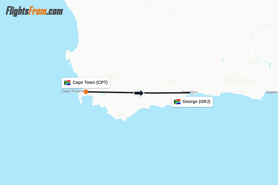 Flights from Cape Town to George route map