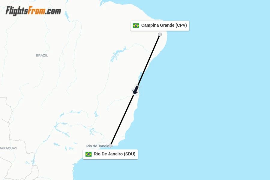 Flights from Campina Grande to Rio De Janeiro route map