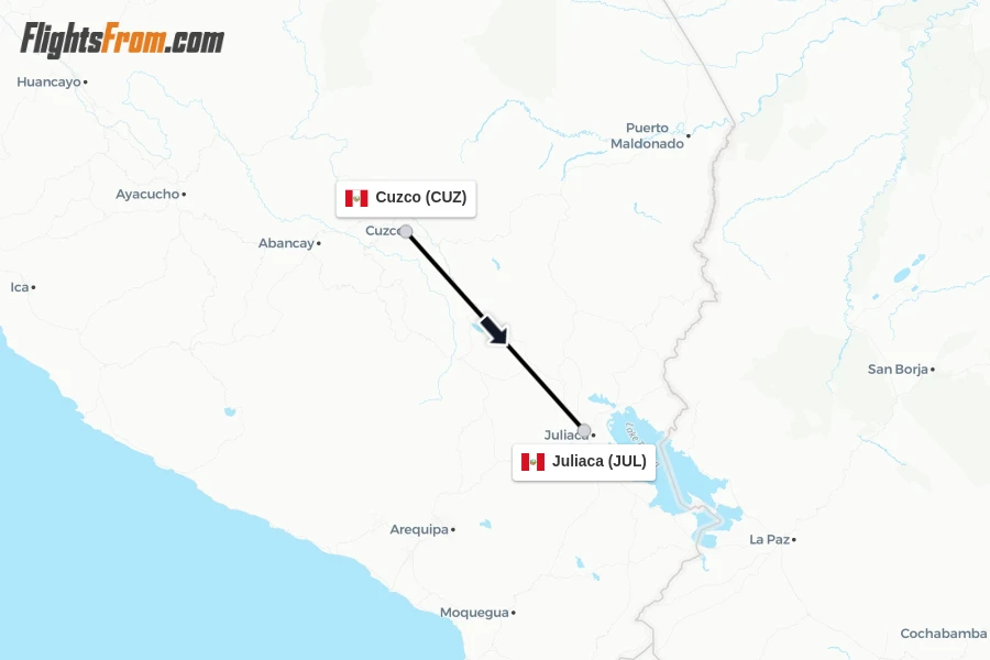 Flights from Cuzco to Juliaca route map