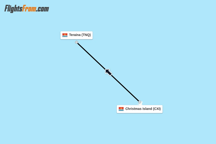 Flights from Christmas Island to Teraina route map