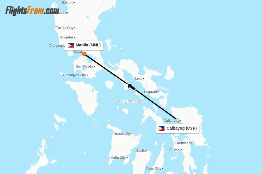 Flights from Calbayog to Manila route map
