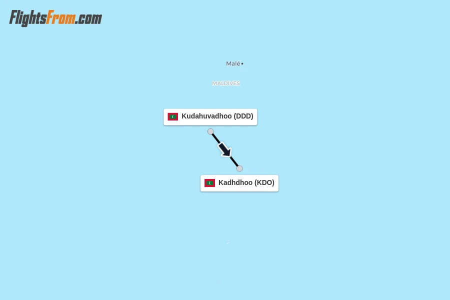 Flights from Kudahuvadhoo to Kadhdhoo route map