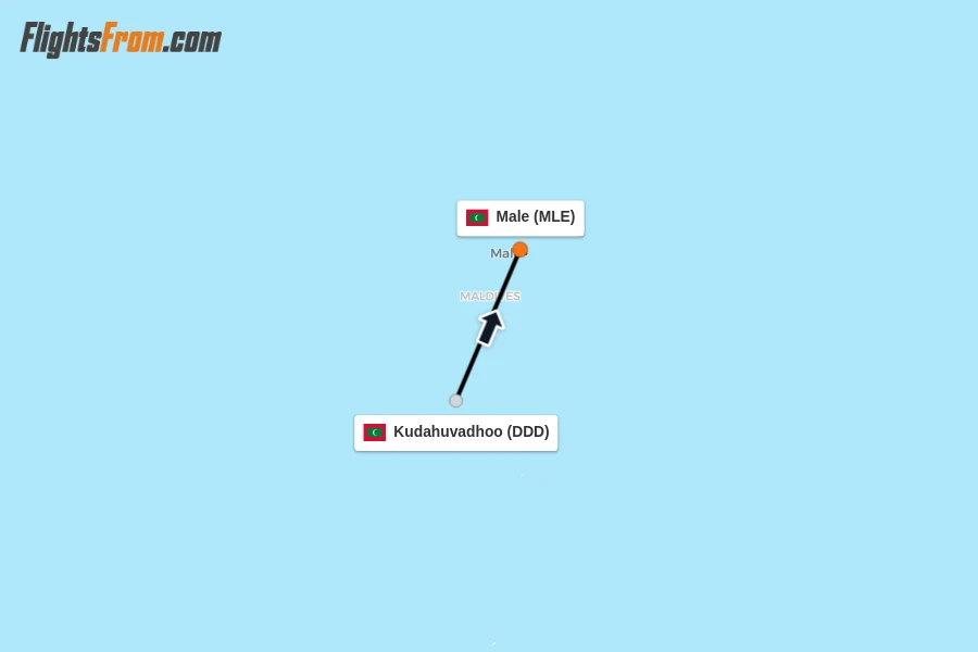 Flights from Kudahuvadhoo to Male route map