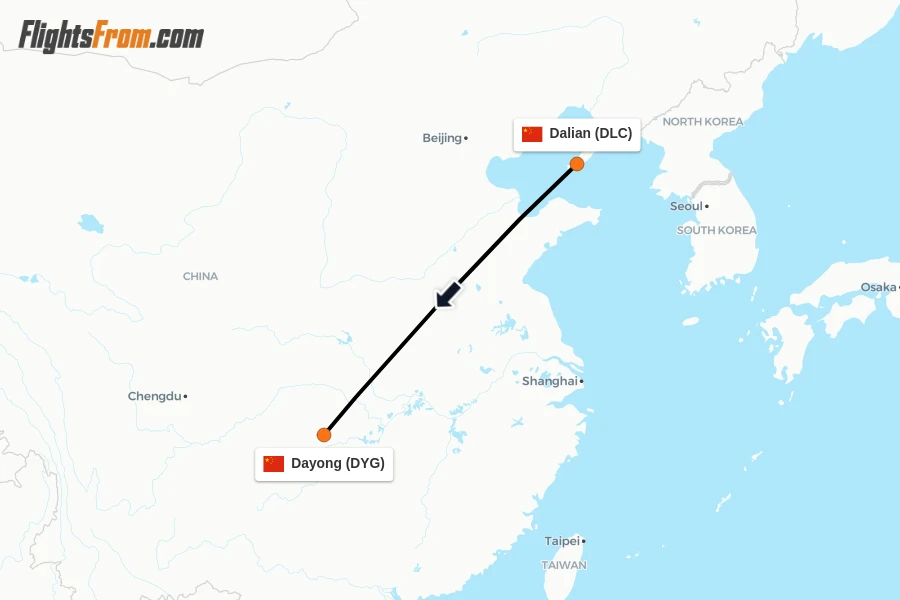 Direct (non-stop) flights from Dalian to Dayong - schedules ...
