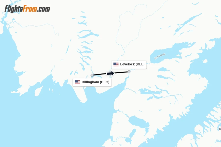 Flights from Dillingham to Levelock route map