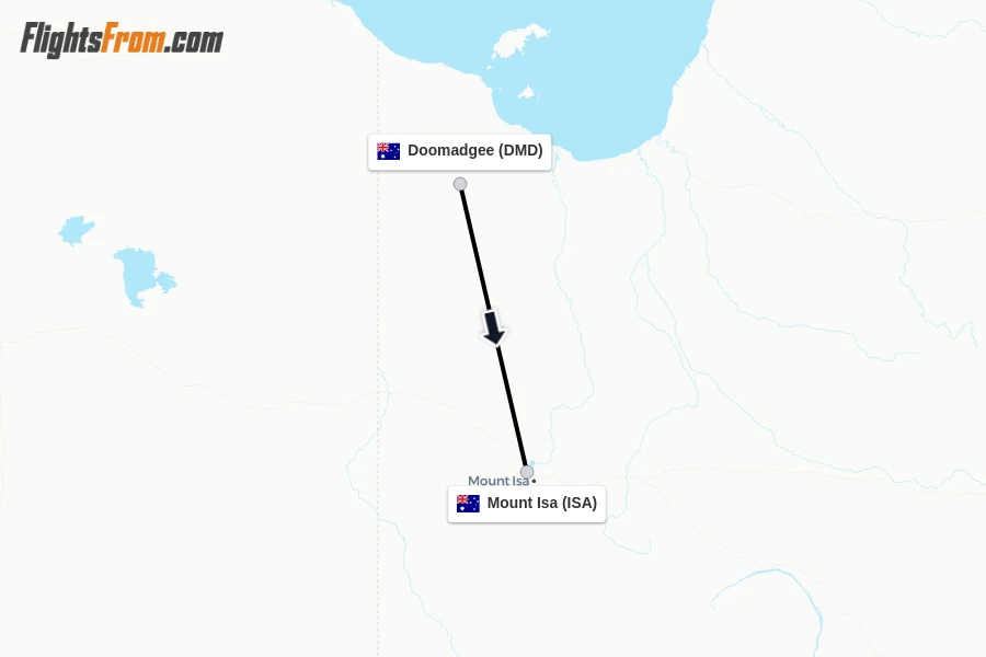 Flights from Doomadgee to Mount Isa route map
