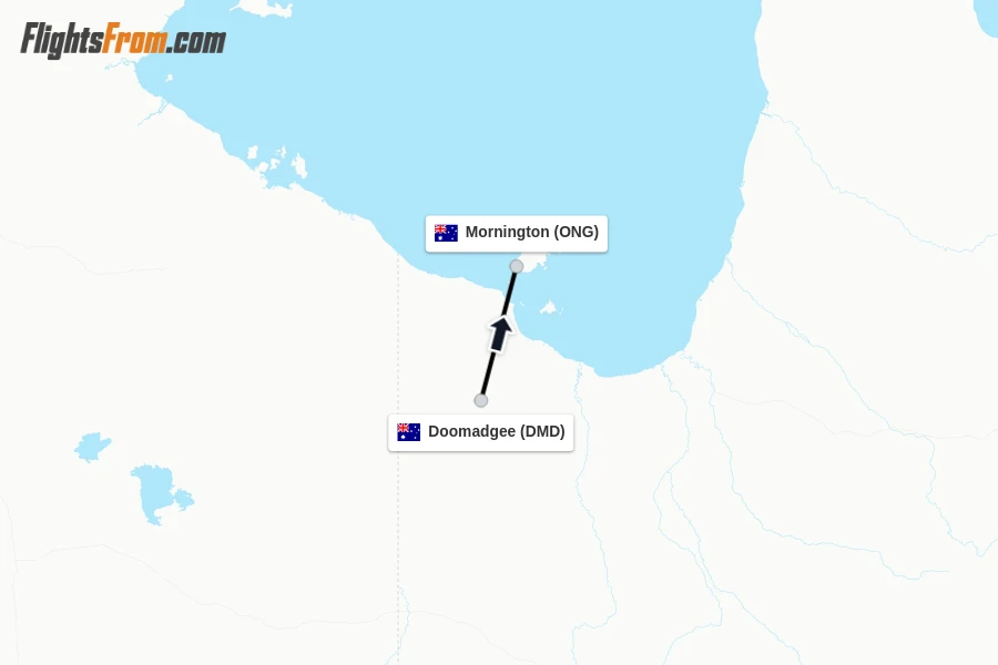Flights from Doomadgee to Mornington route map