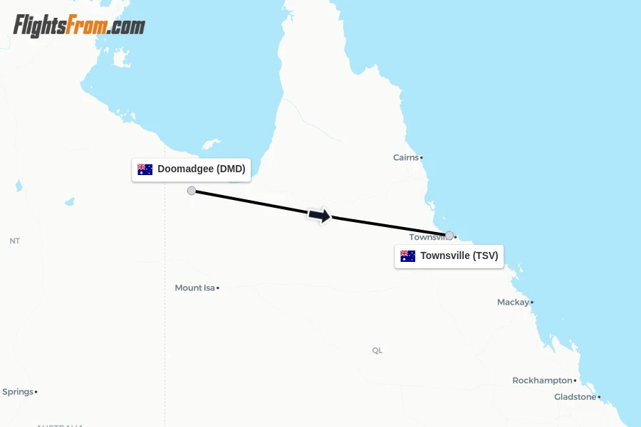 Flights from Doomadgee to Townsville route map