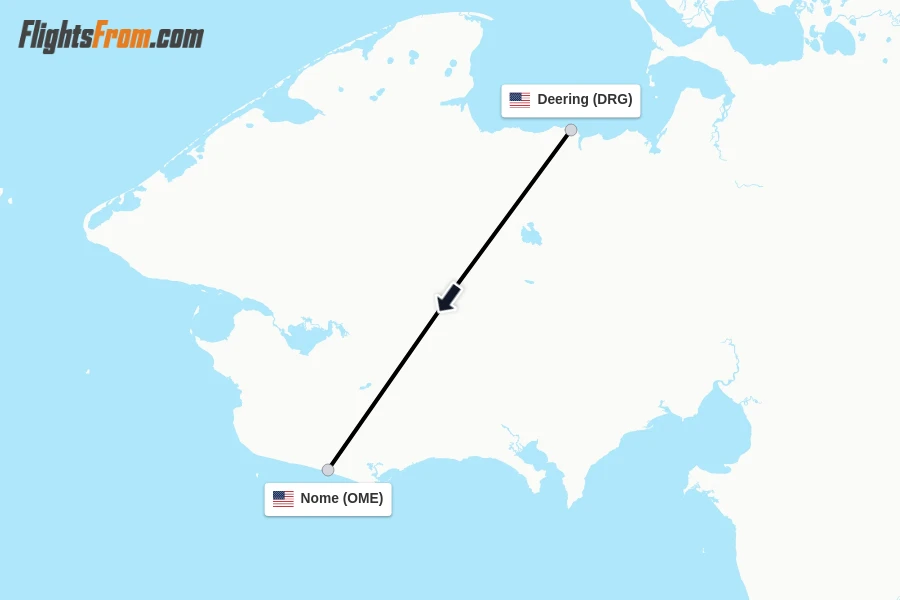 Flights from Deering to Nome route map