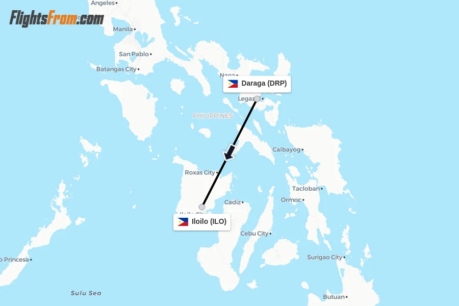 Flights from Daraga to Iloilo route map