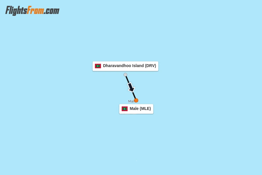 Flights from Dharavandhoo Island to Male route map