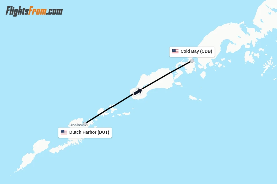 Flights from Dutch Harbor to Cold Bay route map