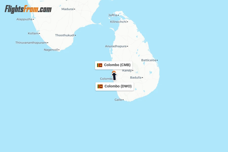 Flights from Colombo to Colombo route map