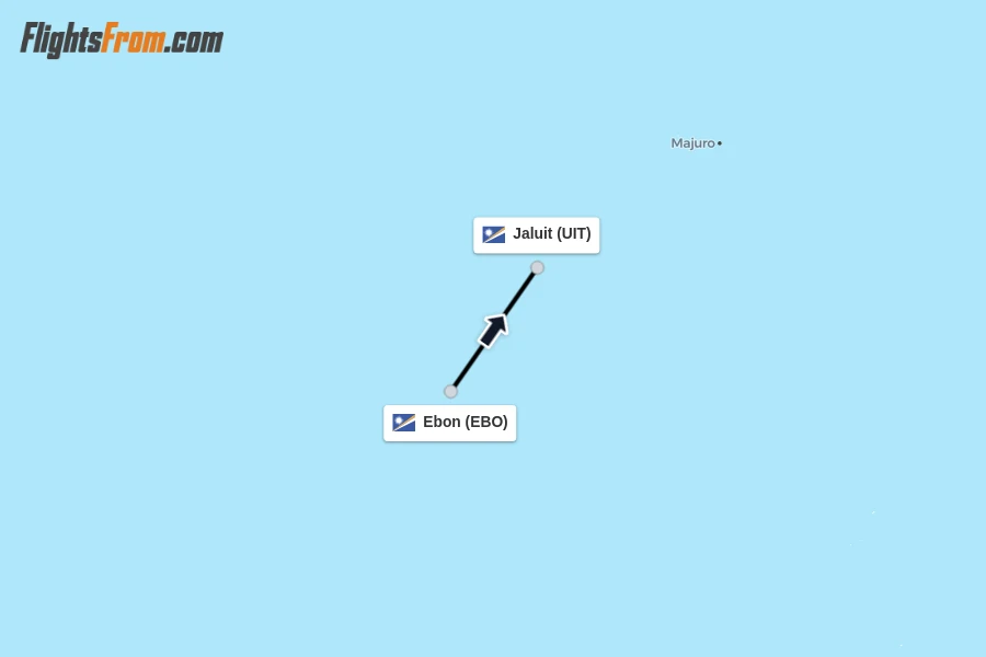 Flights from Ebon to Jaluit route map