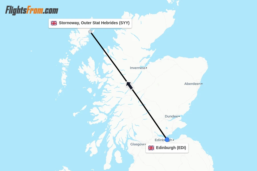 Flights from Edinburgh to Stornoway, Outer Stat Hebrides route map