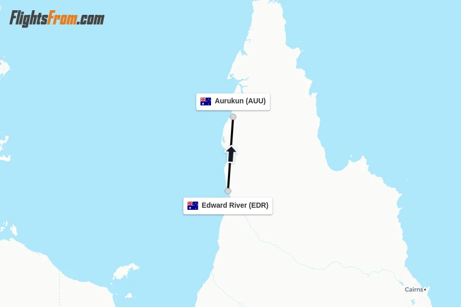 Flights from Edward River to Aurukun route map