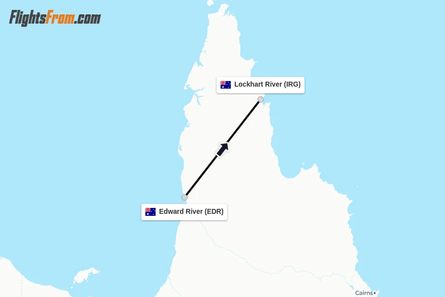 Flights from Edward River to Lockhart River route map