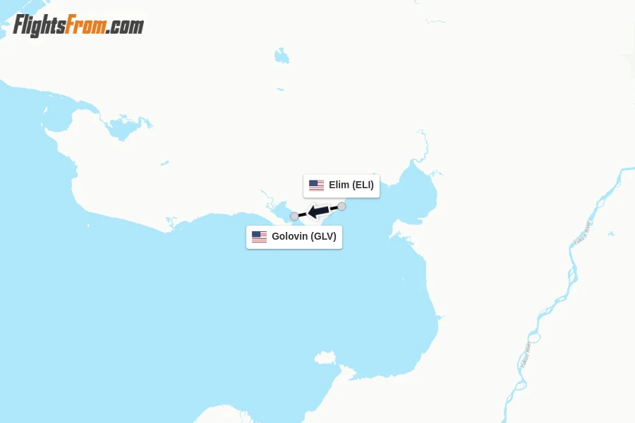 Flights from Elim to Golovin route map