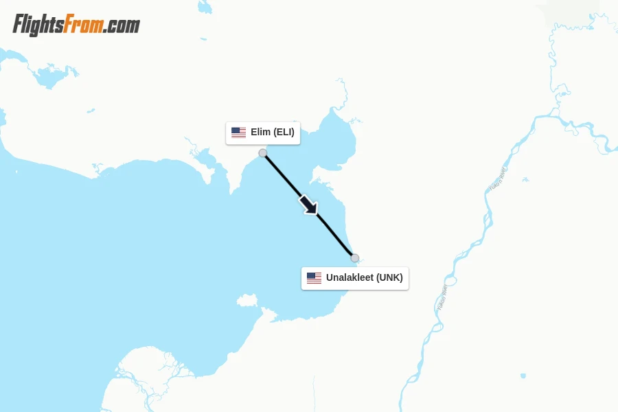 Flights from Elim to Unalakleet route map