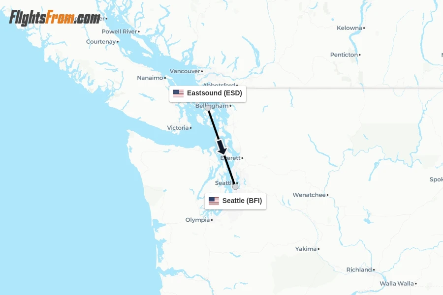 Flights from Eastsound to Seattle route map