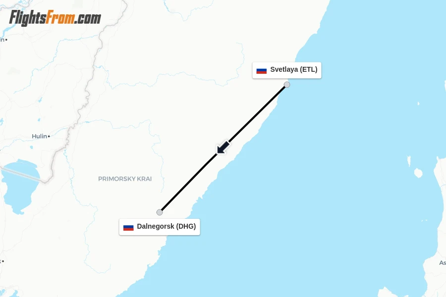 Flights from Svetlaya to Dalnegorsk route map