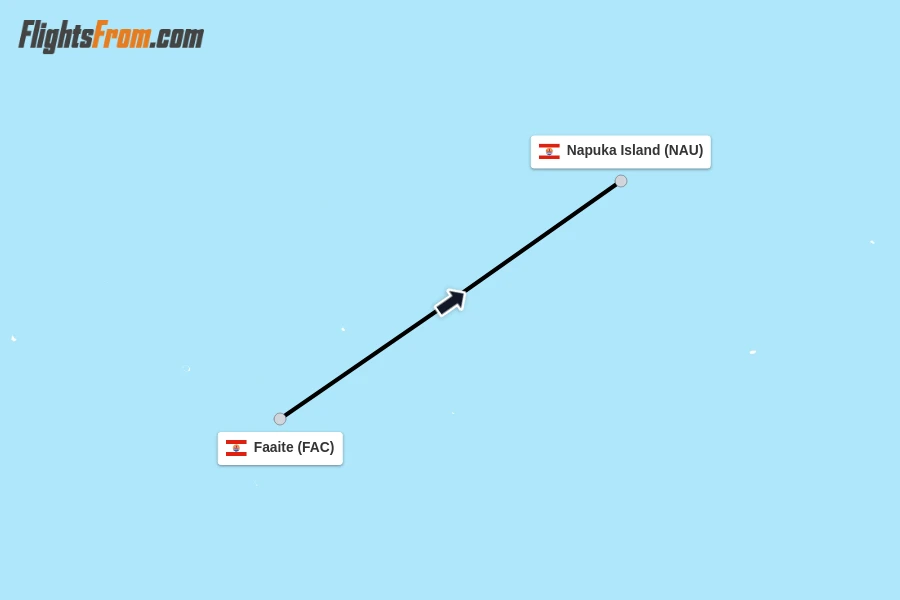 Flights from Faaite to Napuka Island route map