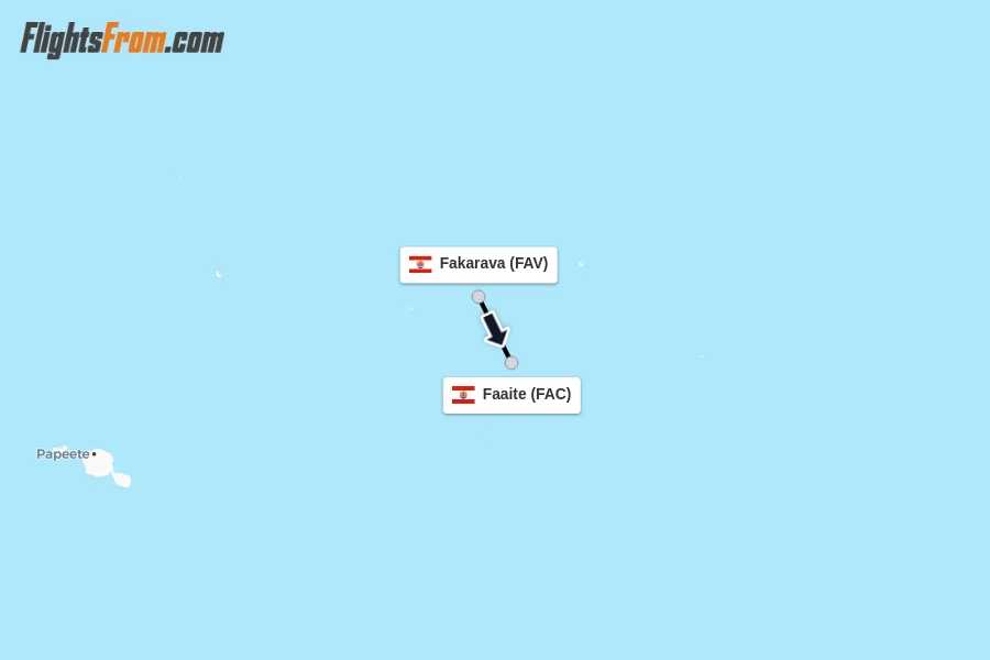 Flights from Fakarava to Faaite route map