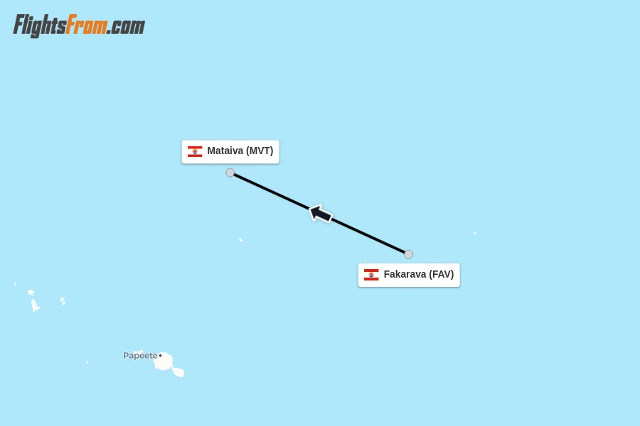 Flights from Fakarava to Mataiva route map