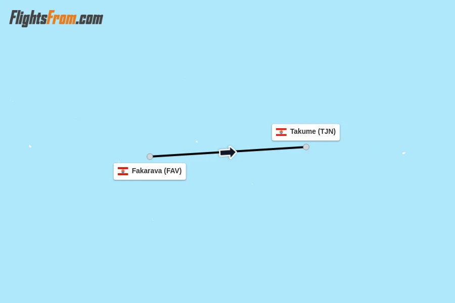 Flights from Fakarava to Takume route map