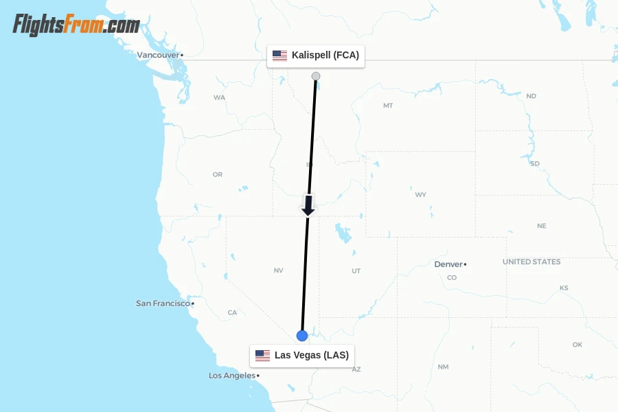 Flights from Kalispell to Las Vegas route map