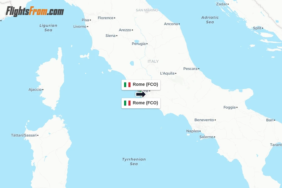 Flights from Rome to Rome route map