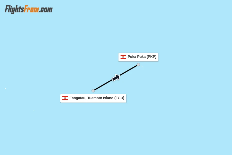 Flights from Fangatau, Tuamoto Island to Puka Puka route map