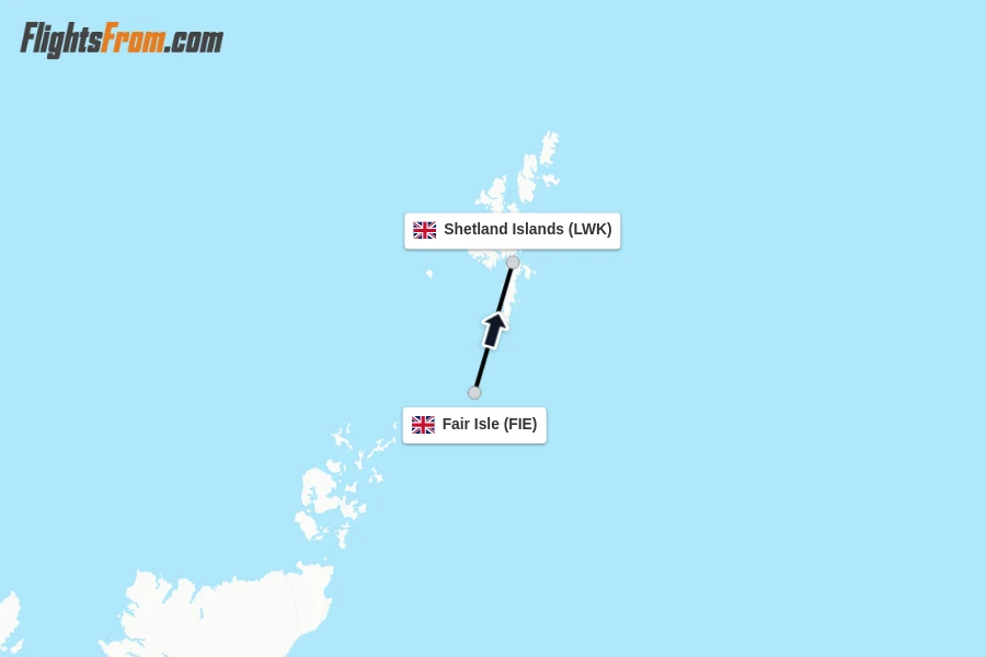 Flights from Fair Isle to Shetland Islands route map