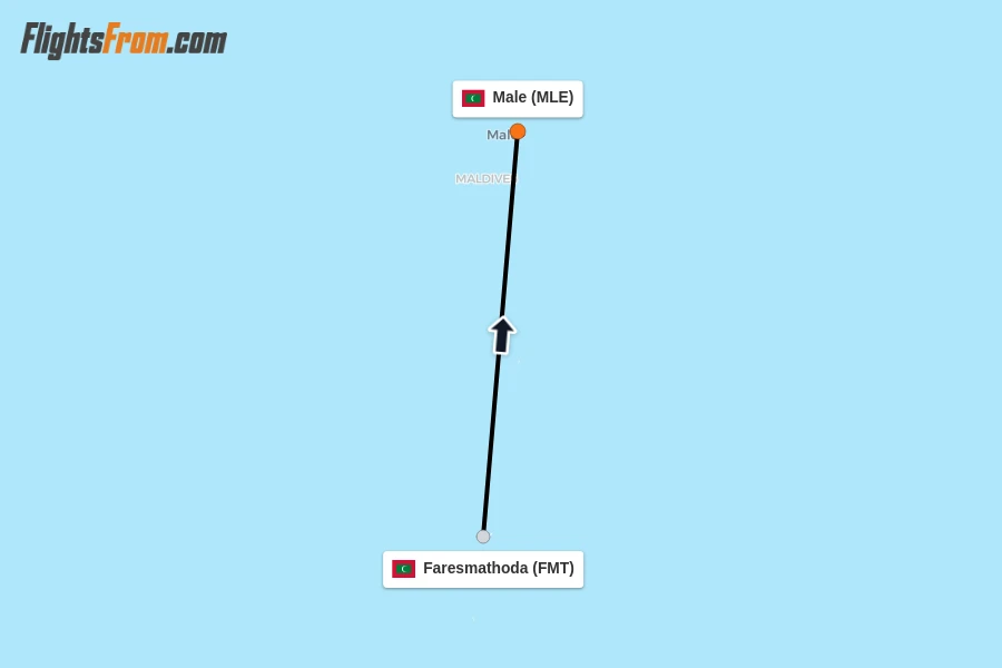 Flights from Faresmathoda to Male route map