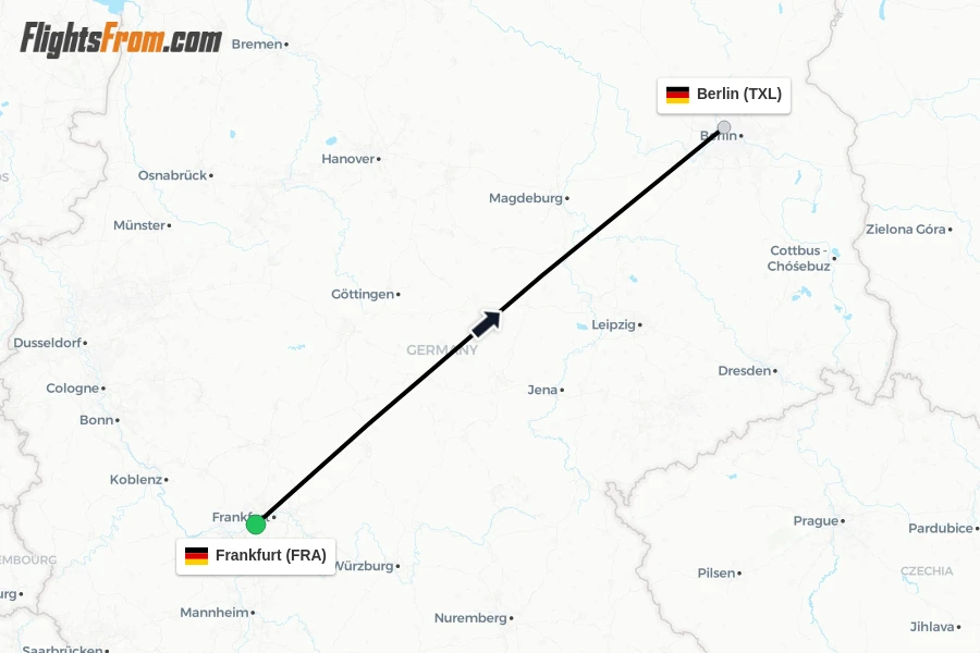 Flights from Frankfurt to Berlin route map