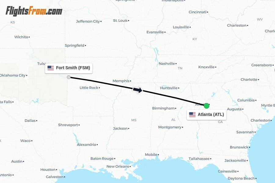 Flights from Fort Smith to Atlanta route map