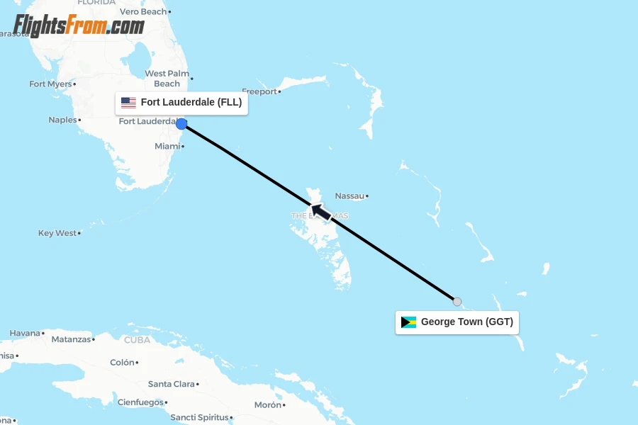 Flights from George Town to Fort Lauderdale route map