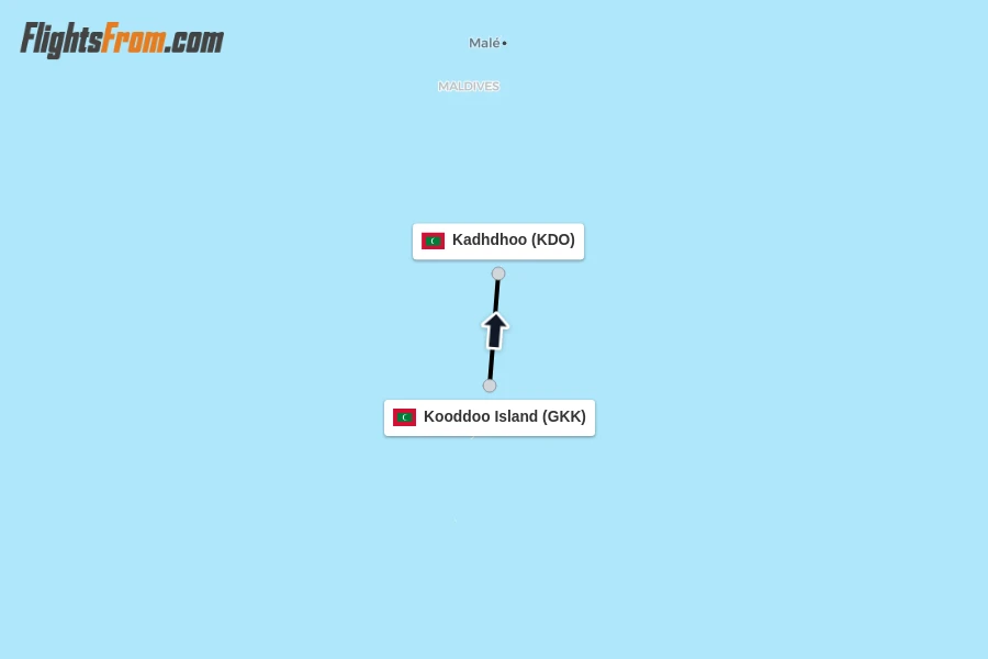 Flights from Kooddoo Island to Kadhdhoo route map