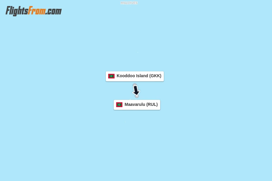 Flights from Kooddoo Island to Maavarulu route map