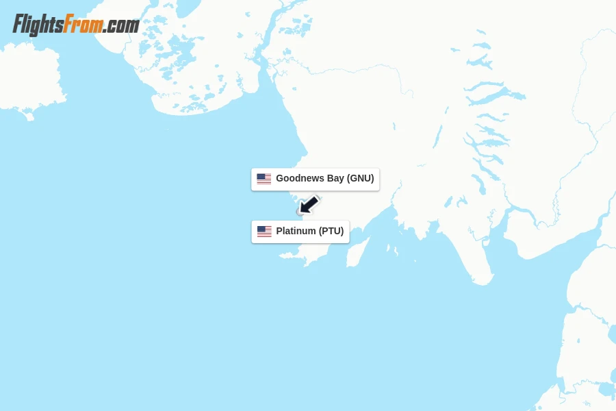 Flights from Goodnews Bay to Platinum route map