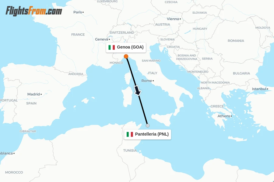 Flights from Genoa to Pantelleria route map