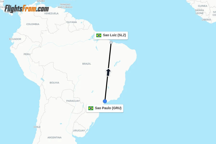 Flights from Sao Paulo to Sao Luiz route map