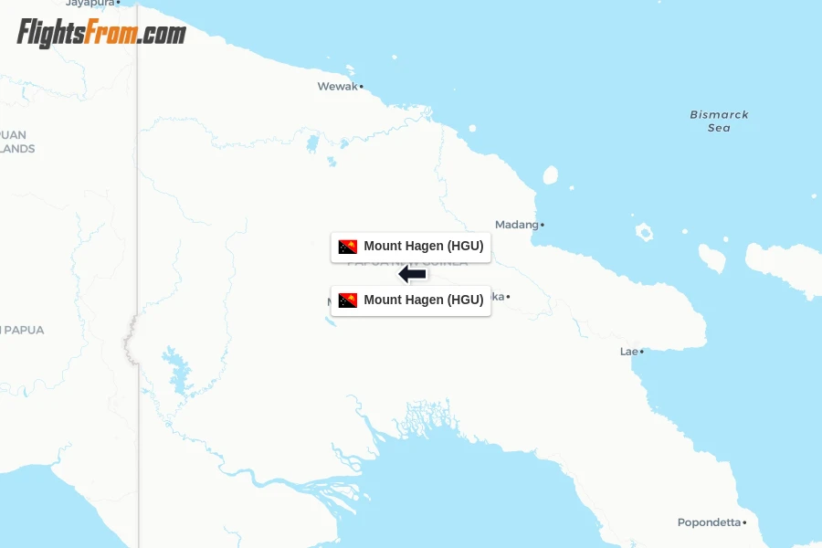 Flights from Mount Hagen to Mount Hagen route map