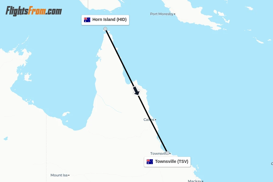 Flights from Horn Island to Townsville route map